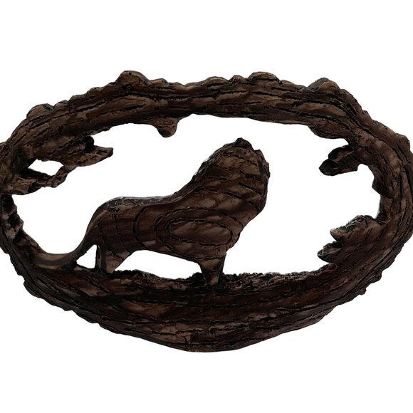 Wildlife Collectibles Hand Carved Bark Lion Sculpture 7.5"x5" Unique By Horiz - Picture 12 of 16
